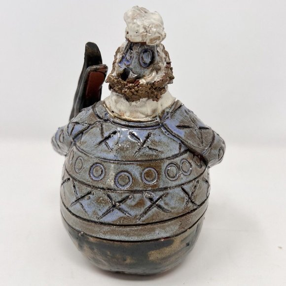 Sara Meadows Balloon People Pottery Art SKIER Winter Figure 5" Tall - Chip Hat - Picture 3 of 10